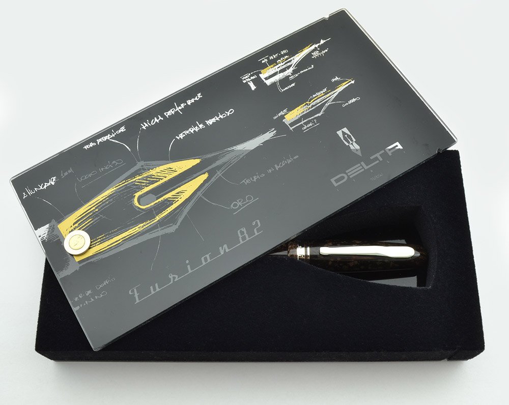 Delta Fusion 82 Fountain Pen - Brown Marble, Extra Fine Steel Nib